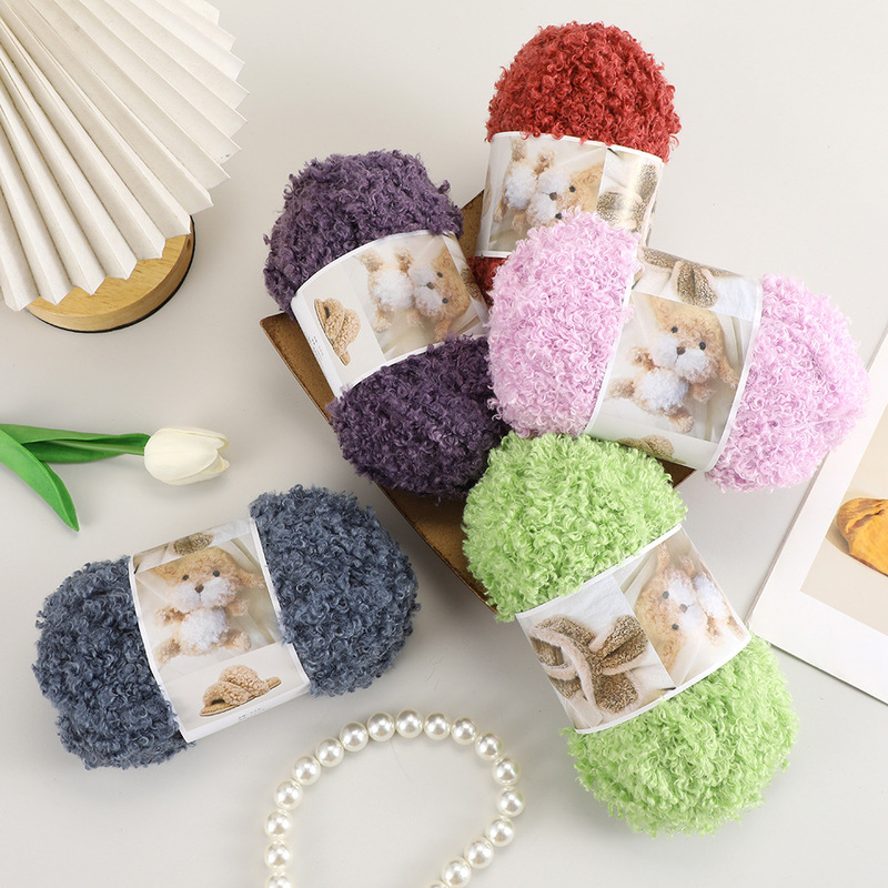 Factory Curly Wool Fancy Yarn Fur Bag Handmade DIY Curly Yarn Teddy Curly Yarn Discount