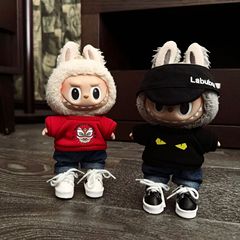 第一世代、第二世代、第三世代ブラインドボックスラブドール服LABUBUハンギングプリントスウェットシャツスーツサンハット。