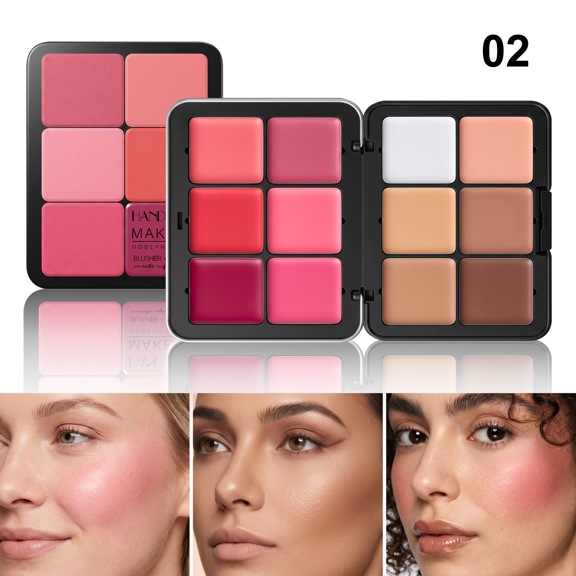 Transfronterizo 12 color caja de hierro bandeja de blush multiuso Handaiyan concealer bandeja de mejora de brillo mate blush