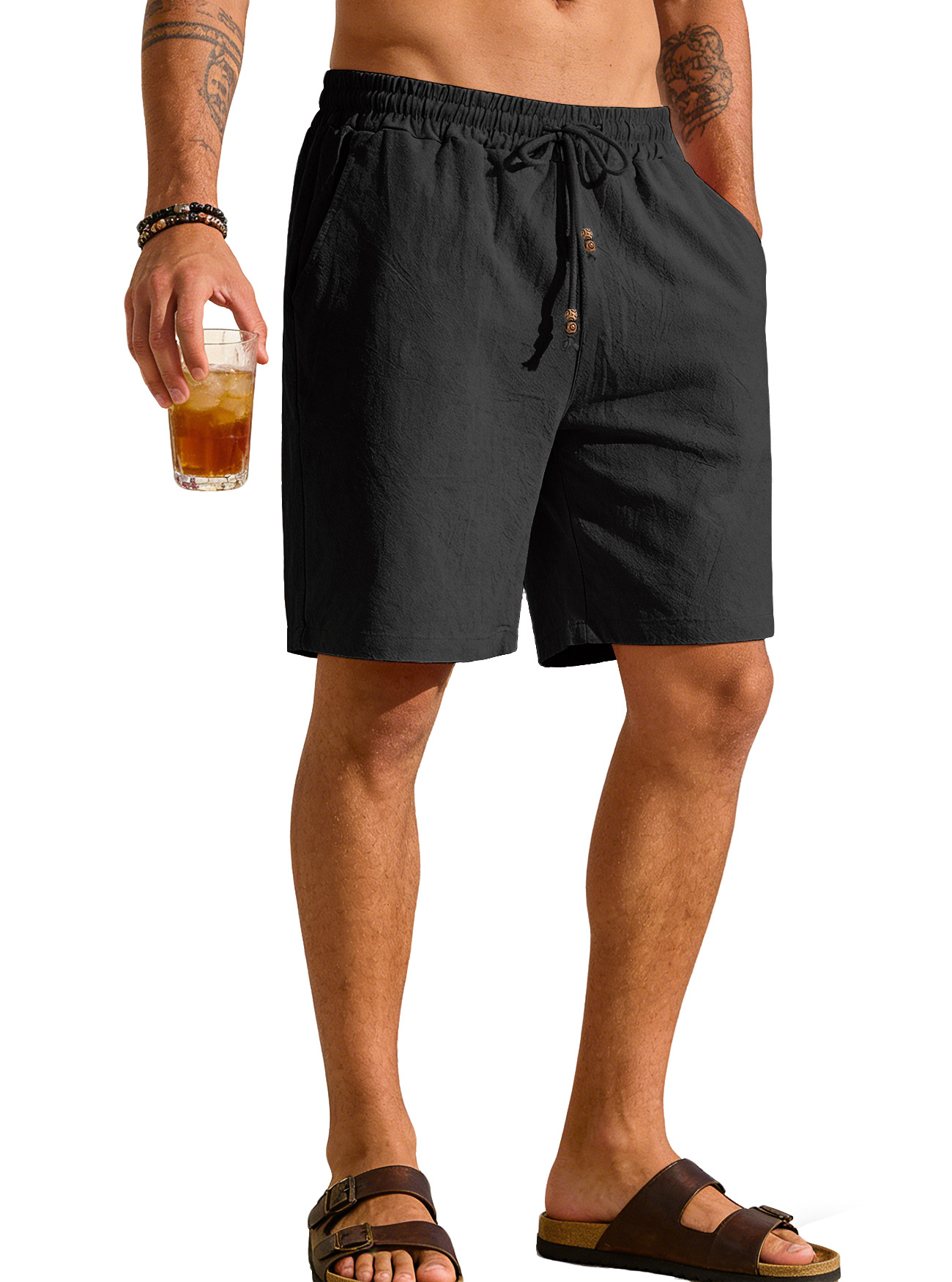 Transfronterizos de hombre Europa y América Amazon verano nuevo hombre algodón sólido ropa de playa pantalones cortos deportivos casuales sueltos