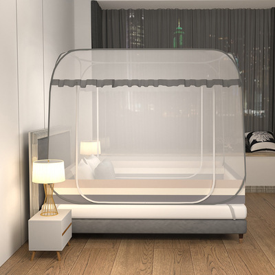 Yurt space Mosquito net household install fold Double zipper 1.5 rice 1.8m Bed 1.2 Double door mosquito net