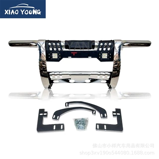 优雅单杠不锈钢保险杠适用REVO NP300 DAMX皮卡改装前杠带LED灯