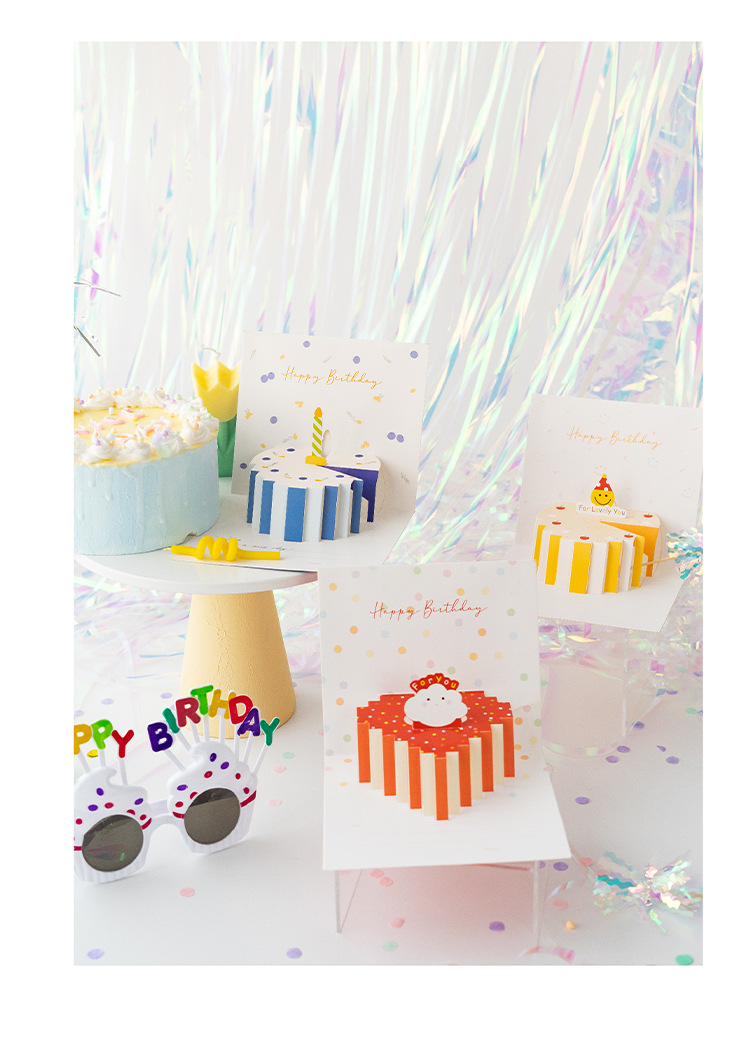 Teacher's Day Gift Creative Three-dimensional Advanced Greeting Card 3d Birthday Cake Handwriting Gratitude Blessing Small Card Message Card display picture 4