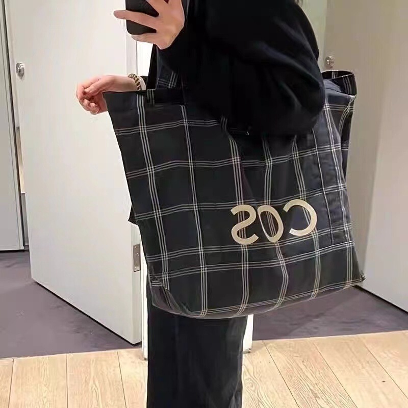 COS canvas bag 2024 Spring New Fashion Tote Bag large capacity commuter handbag shoulder shopping bag
