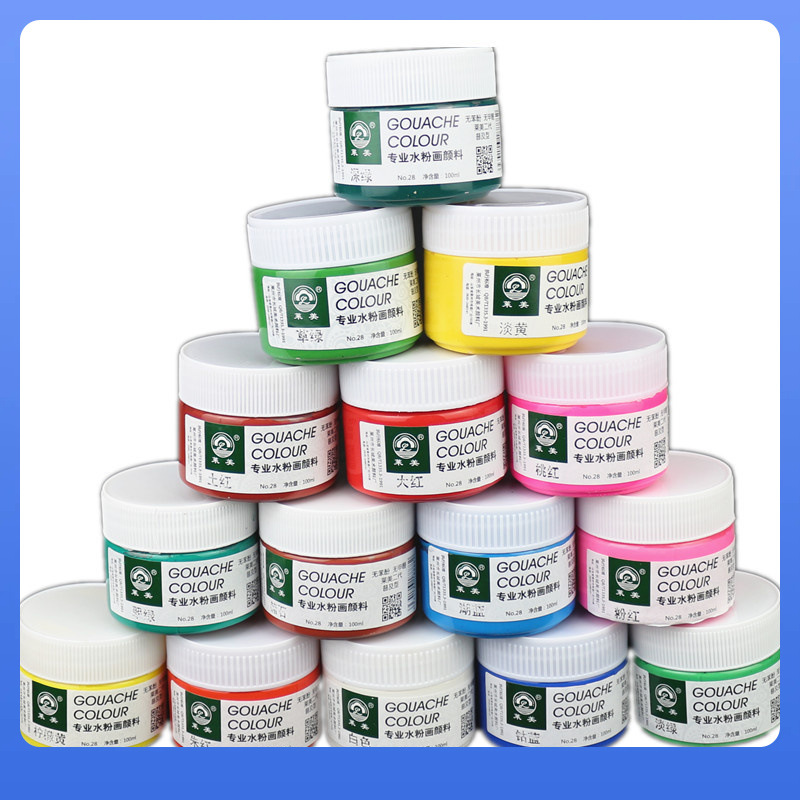 Concentrated pigment painted gouache for students