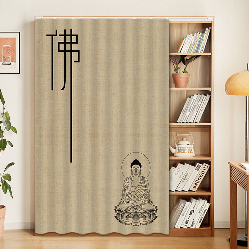 书柜防尘帘柜子遮挡帘免打孔书架柜帘魔术贴挂帘轨道式杂物柜布帘|undefined