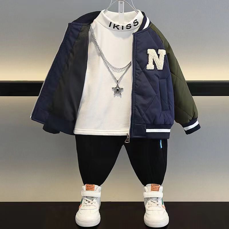 Boys' Winter Cotton Jacket 2026 New Style Children's Padded Baseball Jacket Autumn and Winter Stylish Boys' Lightweight Cotton Coat