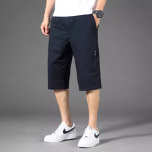 2024夏季裤新款薄款纯色拉链多口袋短裤男士外穿纯棉沙滩裤