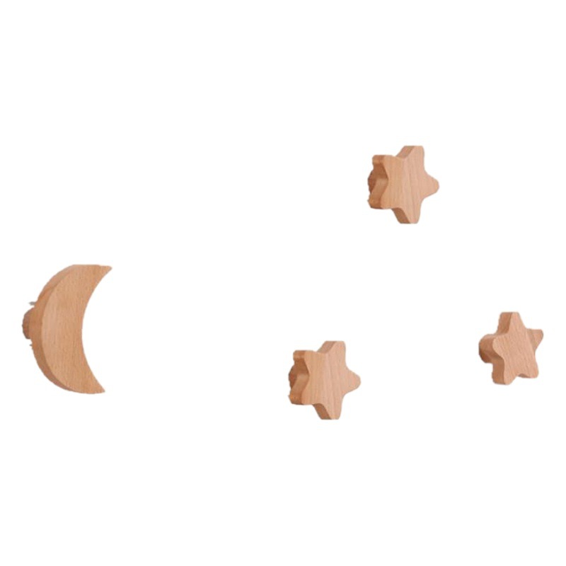 Zakka nórdico madera maciza pared gancho-perforación libre porche pared pegajoso gancho ropa estrella Luna creativo