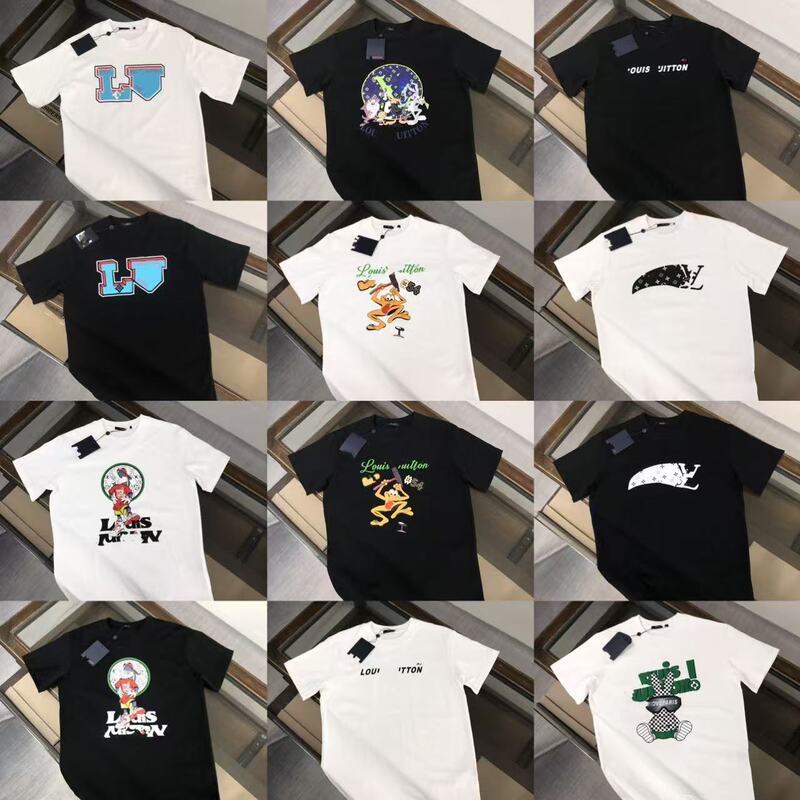 Correct Version of Lujia T-Shirt 2025 Summer New Style Multi-Style Collection Cartoon Print Casual Loose Short-Sleeved for Men and Women