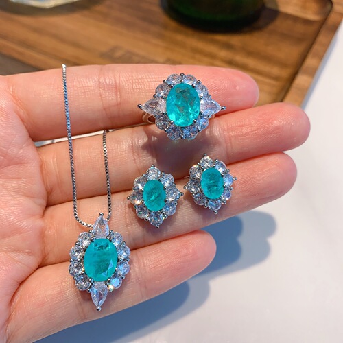 Wholesale European and American Fashion Retro Colorful Gemstone Version of Paraiba Parrot Bead Shape 8*10 Set