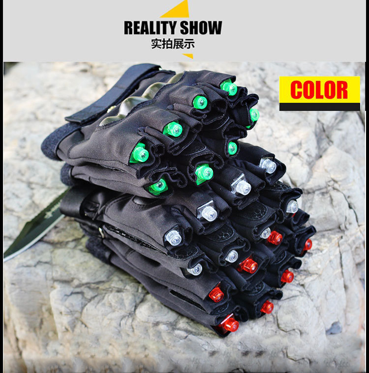 LED手套露指騎行透氣戶外運動照明夜釣釣魚表演發光半指手套男潮