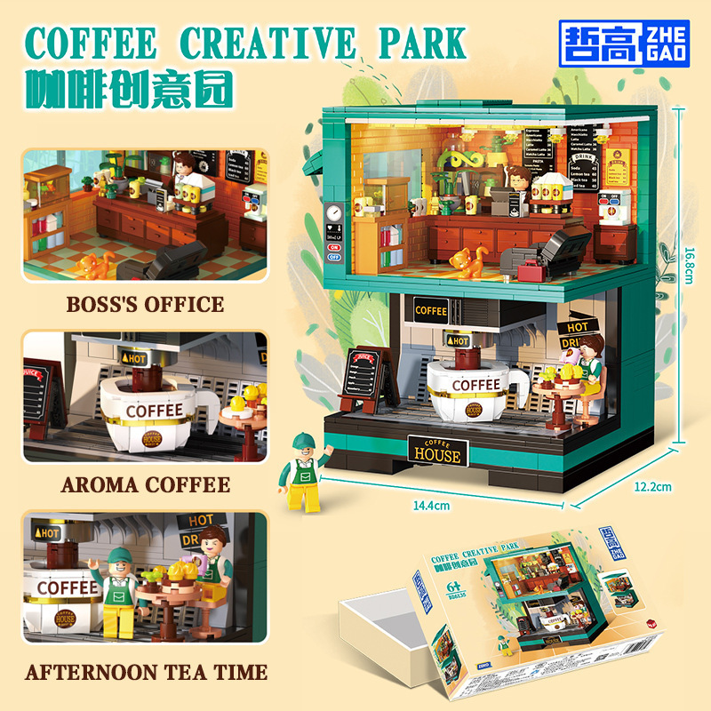 DZ6135 jardín creativo de café DZ6017 doble cafetera ensamblada bloques adornos chicas al por mayor