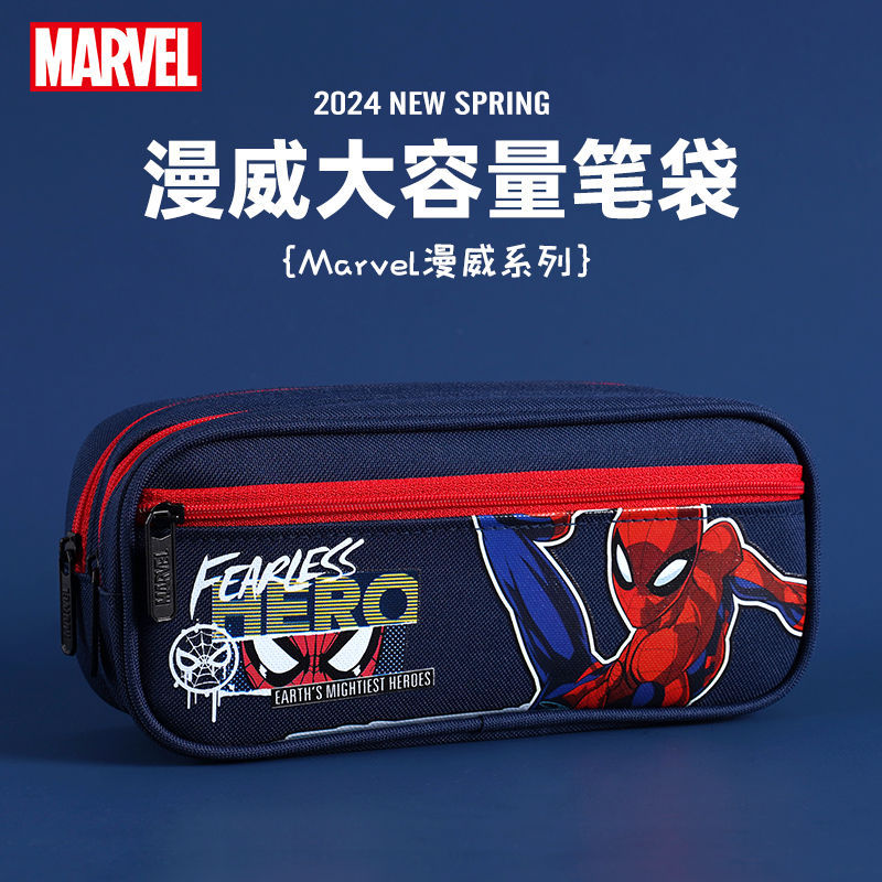 Disney de alto valor impresión de dibujos animados canvas bolsas de lápiz 2024 nueva gran capacidad doble bolsa de papelería anti-sucia