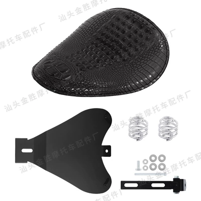 Motorcycle cushion | Bikes, Iron Horse 400 Retro - crocodile-leather-black-seat-cushion-short-round-spring-plating-bracket