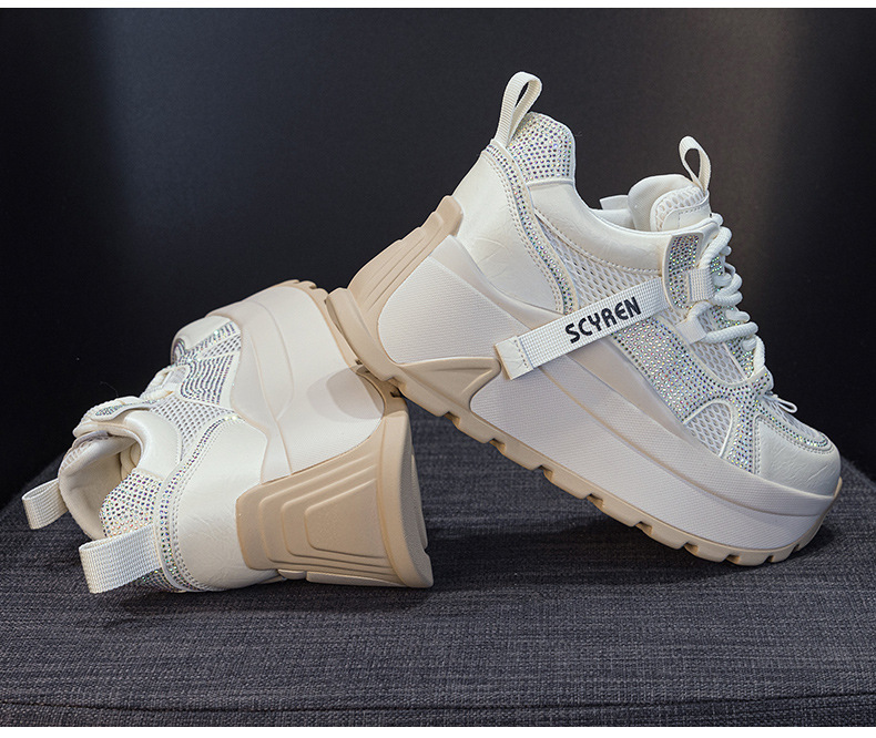 Giày sneaker nữ đế dày lưới thoáng khí phong cách retro — Xám 5066, Be 5066, Hồng đào 5066 chi tiết 21