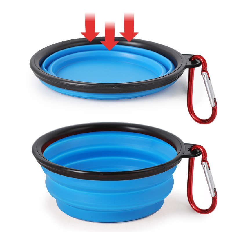 Tazón para mascotas en stock al por mayor de cuero Taobao plegable al aire libre plegable imitación silicona perro tazón portátil perro tazón para salir