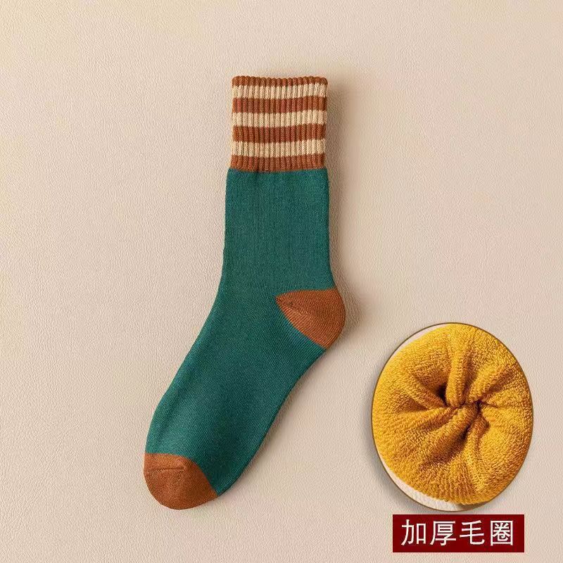 ウールの靴下の女性の秋冬のベルベットの厚い中筒の靴下の3バーの保温のタオルの靴下の保温のストッキングのファッションの靴下の女性の卸売り|undefined