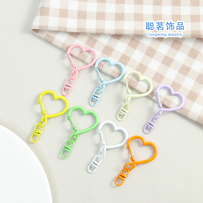 Colorful Zinc Alloy Heart-Shaped Buckle, Figure-Eight Buckle, DIY Jewelry Keychain Pendant, Doll Accessories, Wholesale