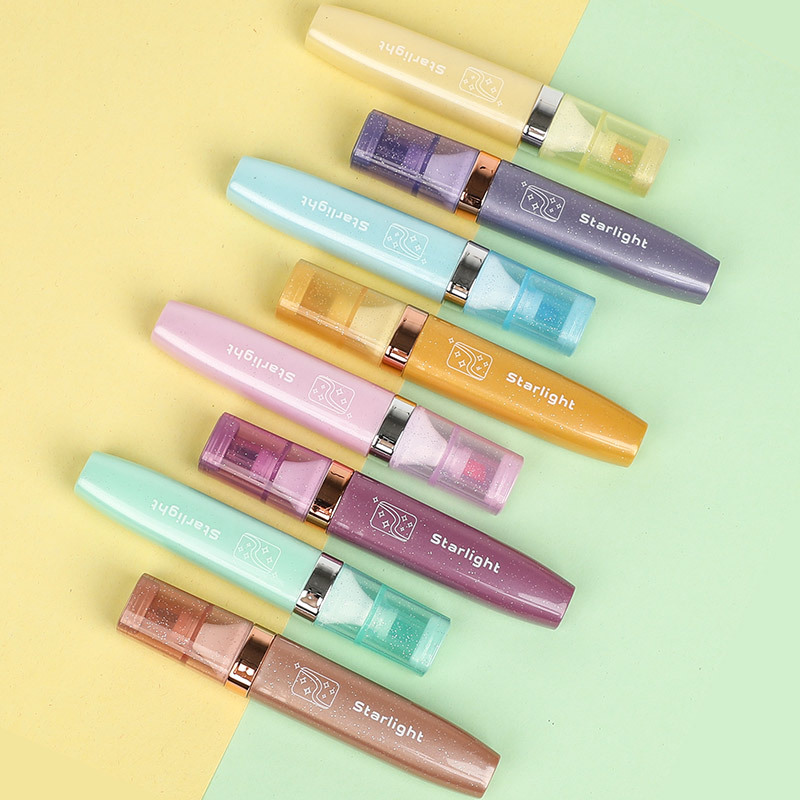 51072H estrella brillante resalte pluma de metal fluorescente color mano cuenta pluma estudiante DIY mano cuenta pluma cubierta color no cubierta palabras