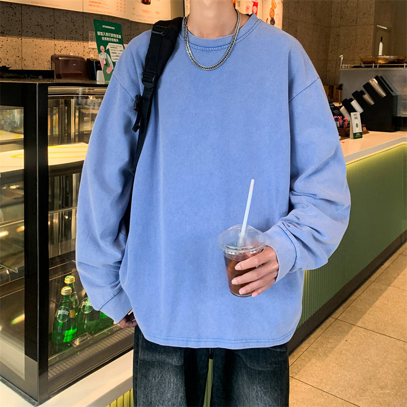 Demi-season Japanese solid color retro base body-friendly T-shirt