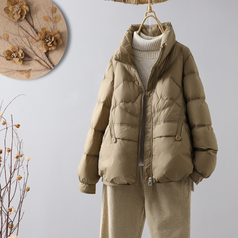 High-end lightweight Korean style down cotton jacket for women retro fashionable winter cotton jacket 2025 new style warm and thick