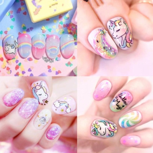 Pegatinas de uñas unicornio nueva historieta transfronteriza e-commerce niños unicornio uñas pegatinas WG241-251