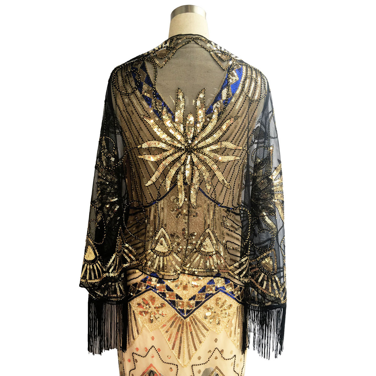 Europa y América borla lentejuelas vestido de noche nuevo banquete vestido de fiesta chal Amazon deseo transfronterizo bufanda desgaste exterior