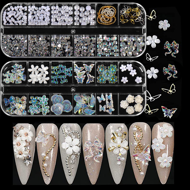 New Jewelry in stock Aurora Butterfly Flower Magic Color AB Diamond Pearl Chain Metal Small Accessories Cross Border New Jewelry in stock Aurora Butterfly Flower Magic Color AB Diamond Pearl Chain Metal Small Accessories Cross Border