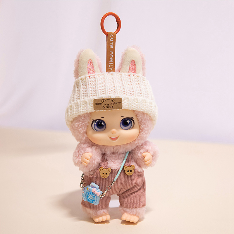 Cute silicona mascota familia colgante juguetes de peluche muñeca muñeca mochila muñeca llaveros muñeca