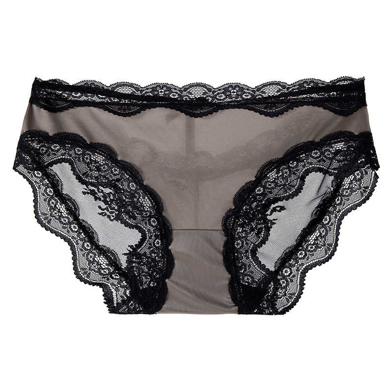 Encaje francés sexy satén seda de hielo encaje ropa interior de mujer entrepierna de algodón puro entrepierna antibacteriana ropa interior roja para mujer