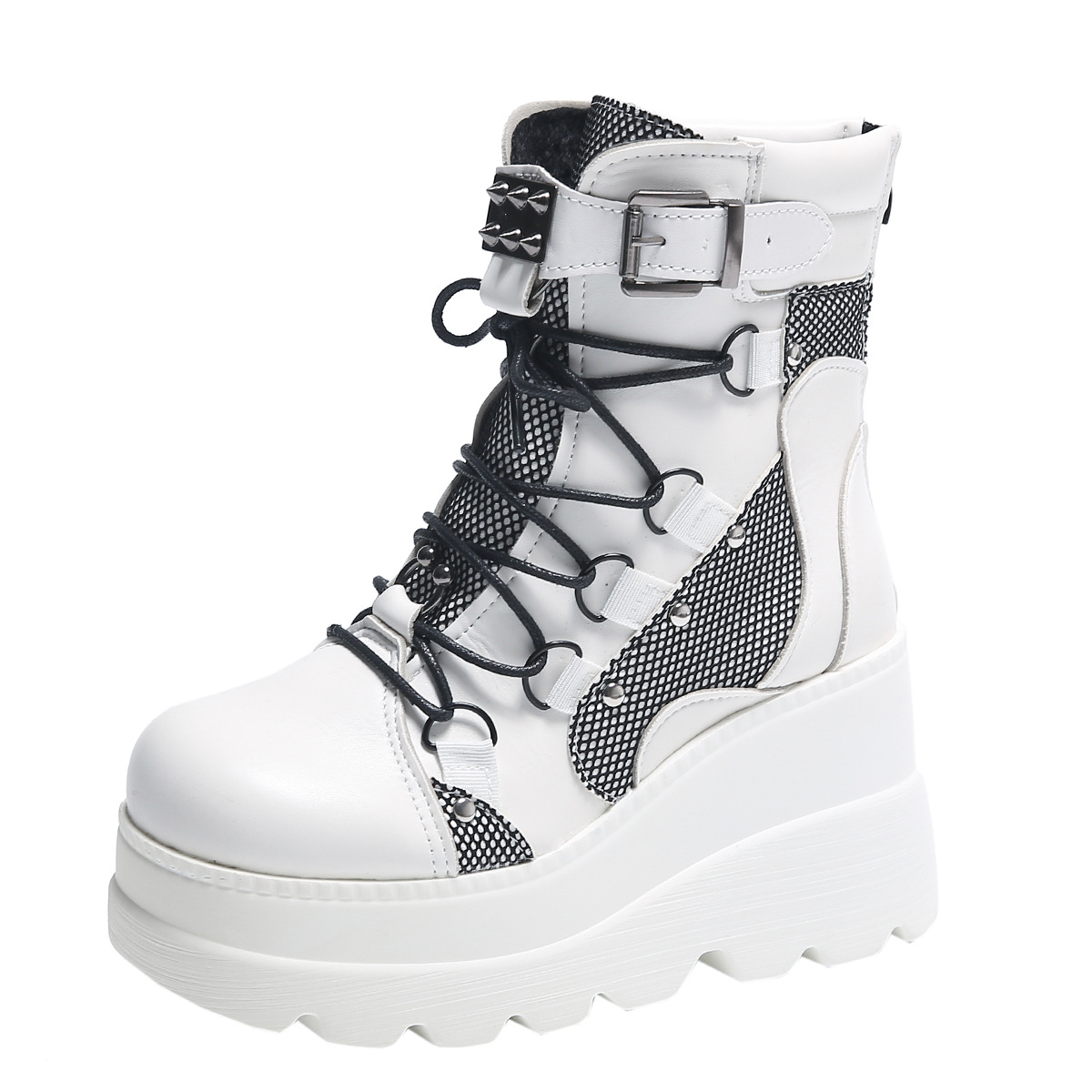 Women's Shoes wedge heel Martin boots women 2024 new pink thick sole large size fashion short boots women dark rivets_voghion.com