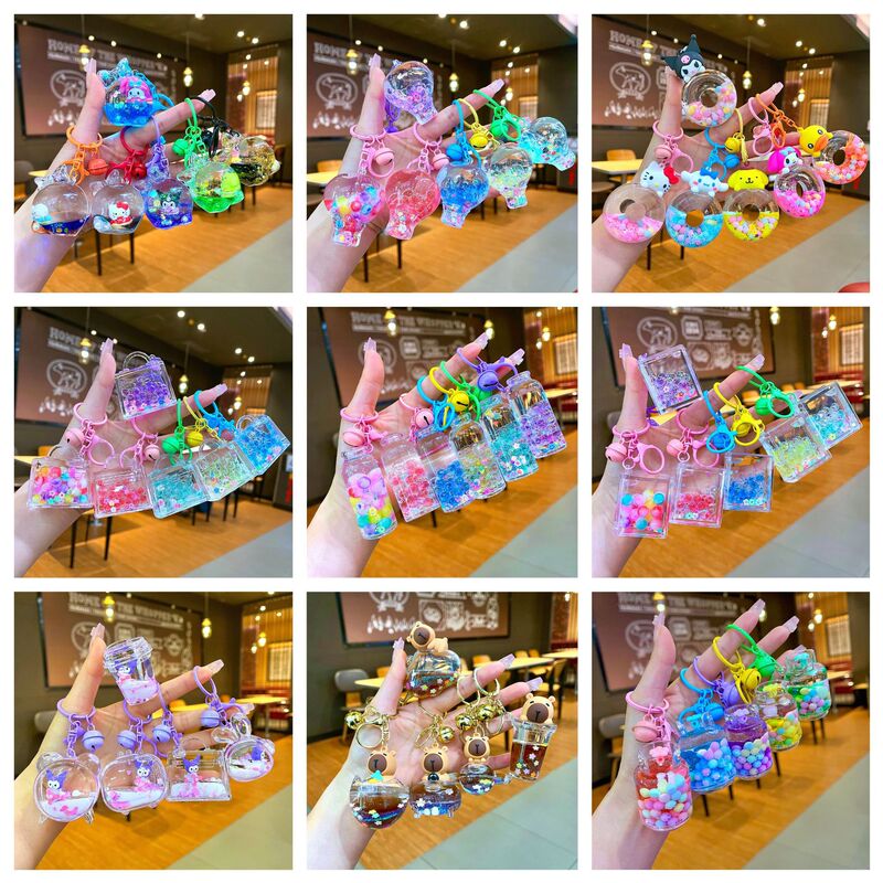 Internet Celebre Flash Lilith Tata Oil Creative Quicksand Ornaments Cartoon Dream Rabbit Super Cute Quicksand Bottle Keychain