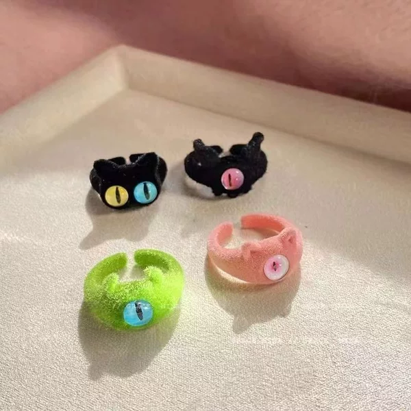 Colorful! Autumn and Winter flocking monster ring Women's niche design ring atmosphere couple index finger ring