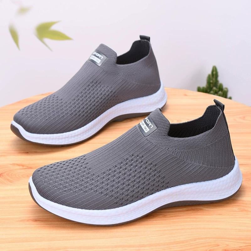 Трансграничная мужская обувь 2025 весна новая летающая дышащая повседневная обувь мягкая подошва легкая педаль обувь для ходьбы от имени волос