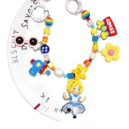 Crystal Colorful Beaded Cute Little Fox Alice Phone Chain Bag Pendant Keychain Back Clip Chain Exquisite Craftsmanship Hanging Chain