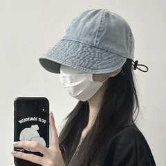 牛仔漁夫帽夏季女款百搭素顏盆帽遮臉大頭圍時尚鴨舌防曬太陽帽子