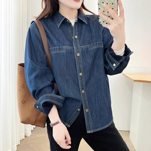 复古加绒加厚牛仔衬衫女宽松休闲长袖单排扣小个子百搭叠穿上衣潮