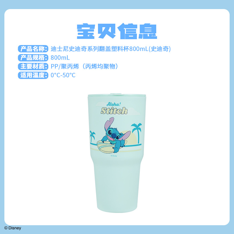 MINISO Mechuang Youpin Diss Stitch Series Vaso de plástico abatible 800ml Stitch