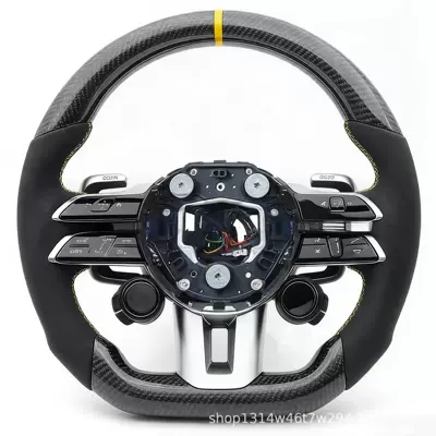 Suitable for Mercedes-Benz Amg Sports Steering Wheel with Genuine Leather and Multi-Function Buttons, Modified and Upgraded, Directly Supplied by the Manufacturer (Steering wheel) - yellow