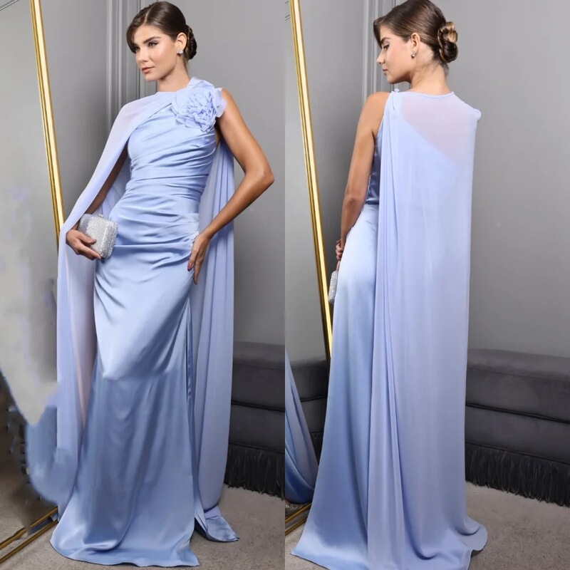 Cross-Border Evening Dress for Women Classic Pleated Flower Mermaid Long Dress Birthday Party Cocktail Dress Dress