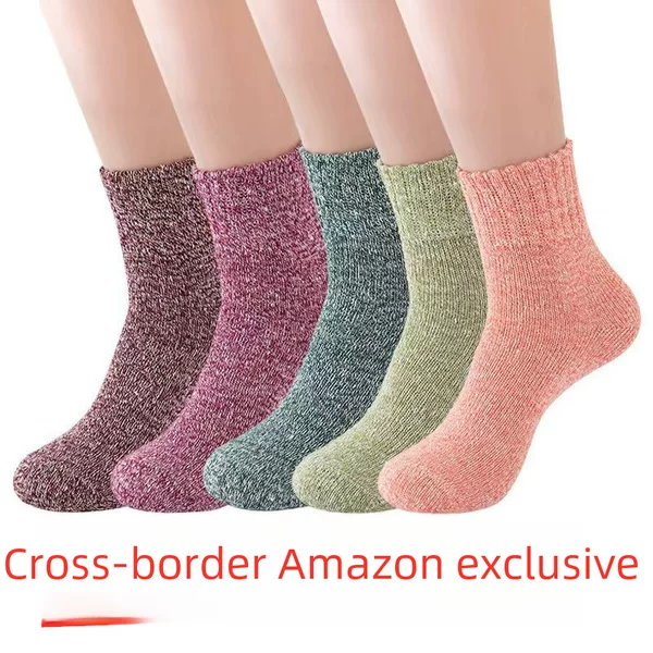 Women's Wool Socks, Winter Warm Boot Socks, Rabbit Wool Socks, Knitted Cotton Socks, Cross-Border Supply, Amazon Gift