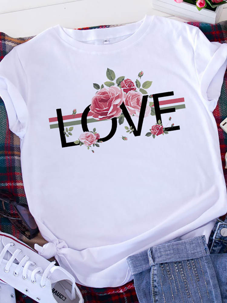 Regular Sleeve Sleeve Type Polyester Fabric Type Regular Top Length Wholesale Women'S Casual Letter Heart Shape Leopard Short Sleeve T-Shirts