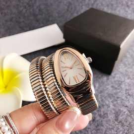 时尚玫瑰金女士酒桶形罗马盘蛇形表个性复古日常穿搭石英腕表