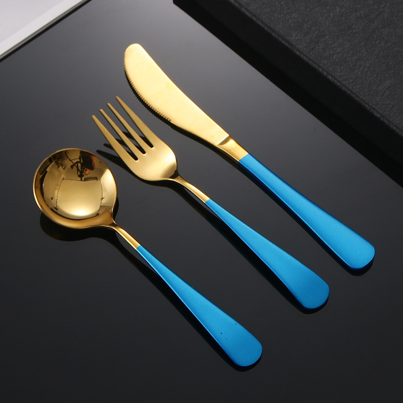 Internet celebridad cuchillo, tenedor y cuchara-Oro Azul