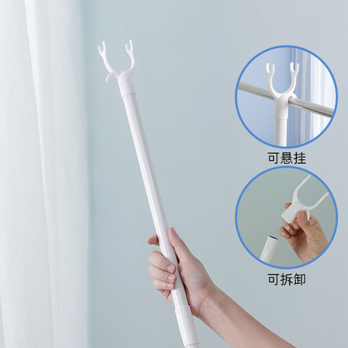 Household Expandable Clothes Rack Pure Color Balcony Clothes Support Portable Telescopic Clothes Hanger Multifunctional Retractable Wholesale