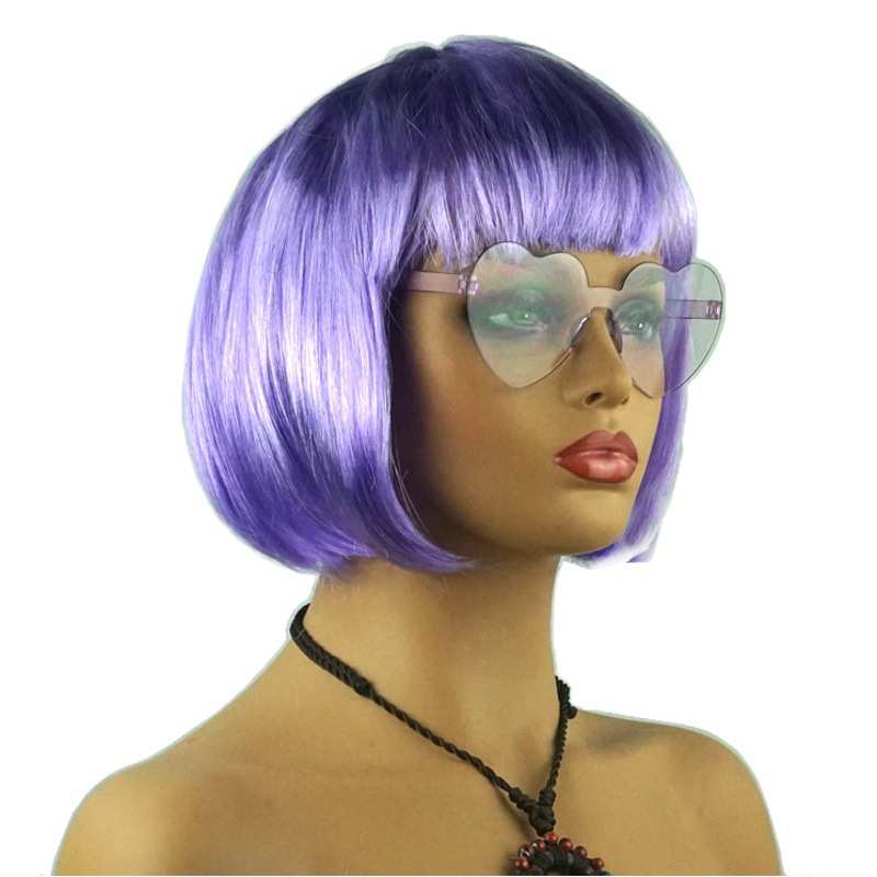 Halloween Event Props Colorful Wig Short Straight Hair Bob Hair Glasses Sunglasses Sun Funny Funny Headwear
