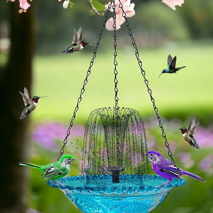 Трансграничный взрыв подвесной кормушка для птиц Солнечный плавающий фонтан сад птичий баня фонтан кормушка для воды