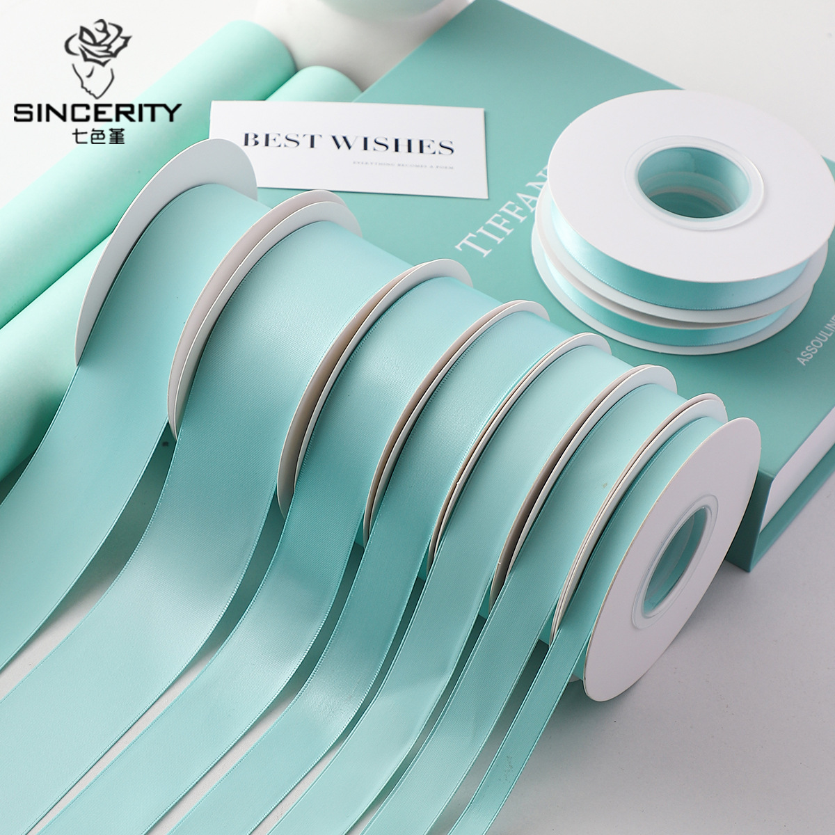 Serie de siete colores cordier azul menta de alta textura ramo de flores de cinta de color sólido cinta de regalo embalaje florista decoración