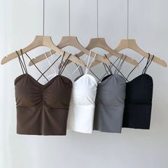 Live broadcast ice silk invisible strap cross back versatile wrap vest camisole outerwear sports base layer shaping bra